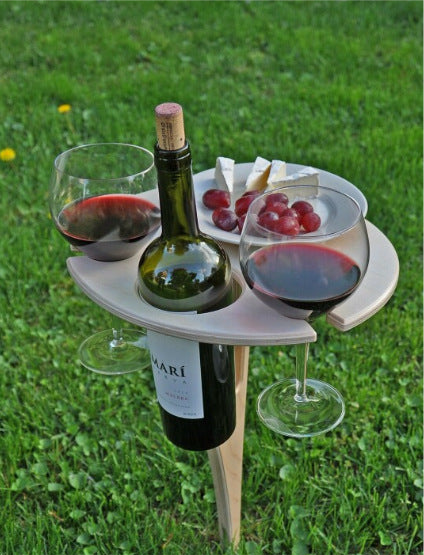 Fold-Flat Wooden Picnic Wine Table