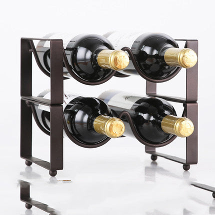 Minimalist Iron Wine Rack – Stackable 6-Bottle Holder