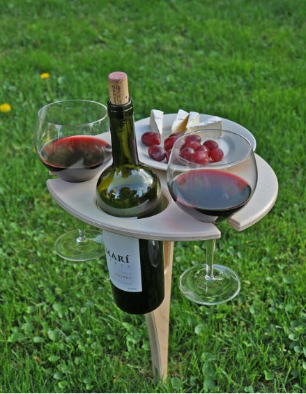 Fold-Flat Wooden Picnic Wine Table