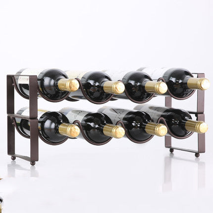 Minimalist Iron Wine Rack – Stackable 6-Bottle Holder
